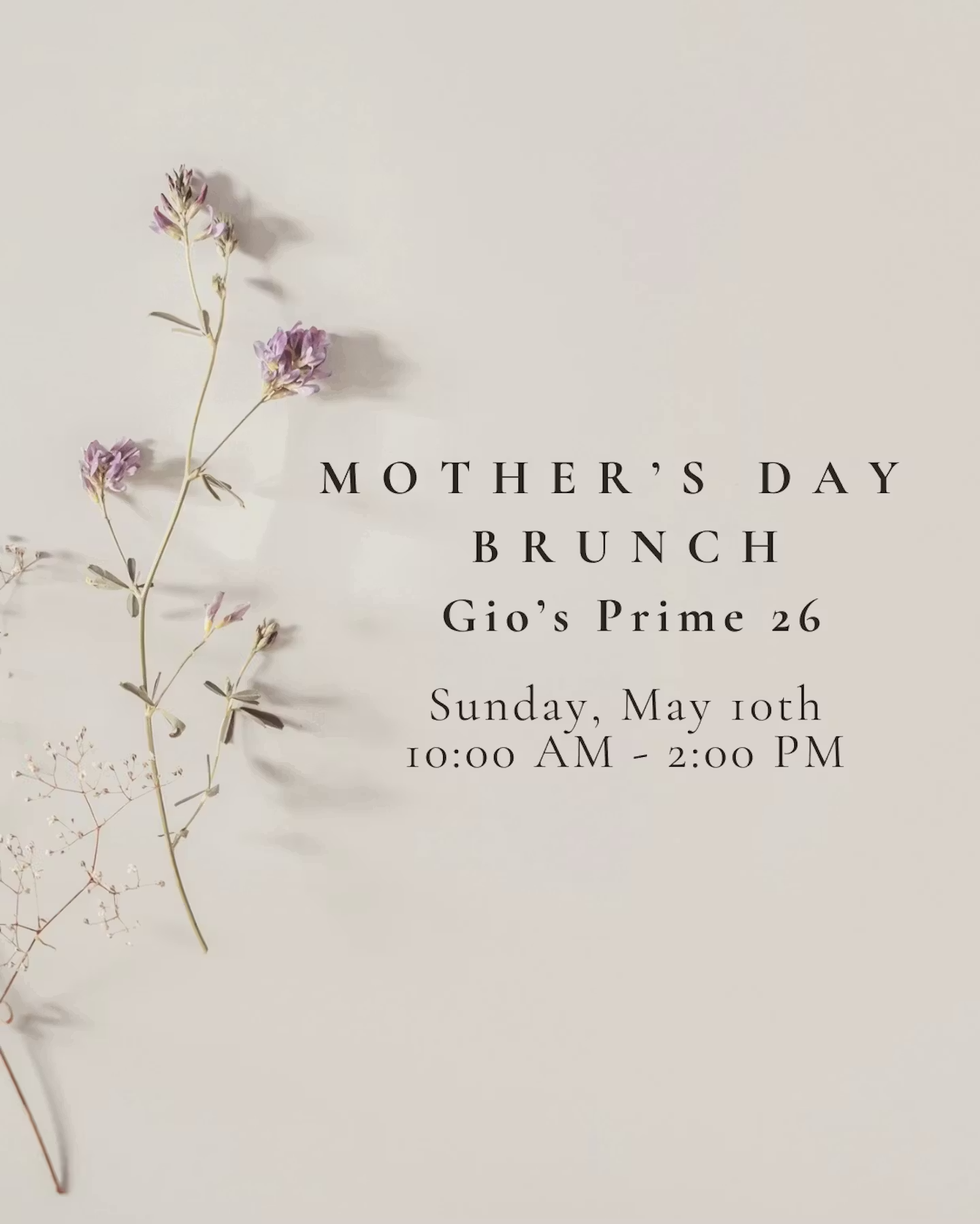 Mother's Day 2026 at Gio's Prime 26 in the Inn on Broadway